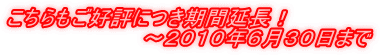 こちらもご好評につき期間延長！ 　　　　　　　　　～２０１０年６月３０日まで 